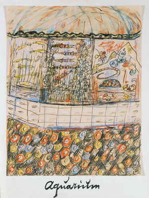 Aquarium (ink and chalk on paper)