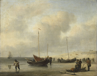 Fishing Boats on Shore, 1650-1707 (oil on canvas)