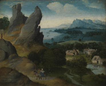 Landscape with the Flight into Egypt, 1516-17 (oil on panel)