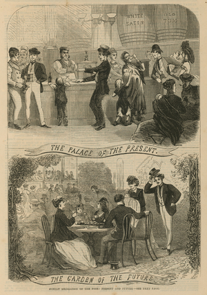 Sunday recreation of the Poor: The palace of the present, the garden of the future (engraving)