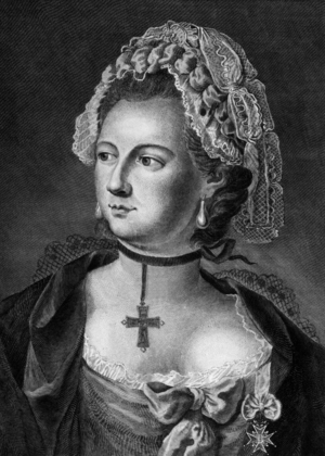 Eon knight (1728-1810) french spy, dressed as a woman, engraving