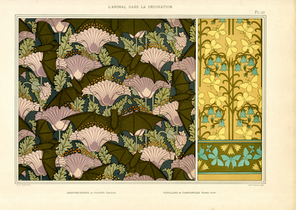 Art Nouveau surface patterns with bat and butterfly motifs (litho)