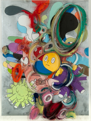 Internal Sequence I, 2010 (gouache, acrylic & conte on paper with oil bar on acetate)