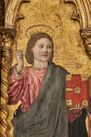 Coronation of the virgin and Saints, Polyptych on golden background, detail of 2384569 (tempera on panel)