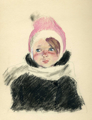 Sketch of little girl, 1962 (gouache on paper)