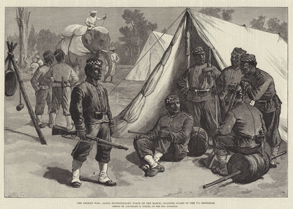 The Afghan War, Cabul Expeditionary Force on the March, Quarter Guard of the 3rd Goorkhas (engraving)