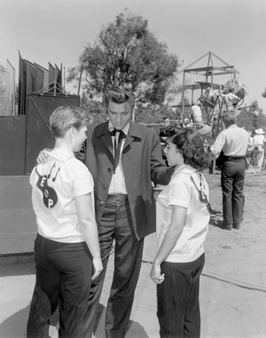 On The Set, Elvis Presley With Two Young Fans.