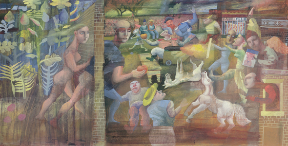 A Set of Allegories: Exit from Eden, 1996 (gouache on paper)