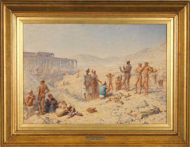 Excavating in Egypt: Professor Petrie at Thebes (w/c on paper)
