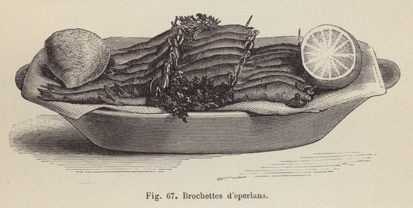 Brochettes d'eperlans (litho)