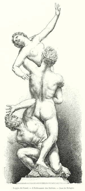 Loggia dei Lanzi, L'Enlevement des Sabines, Jean de Bologne (engraving)