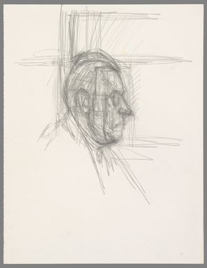 Jean-Paul Sartre in profile, c.1949 (pencil on paper)