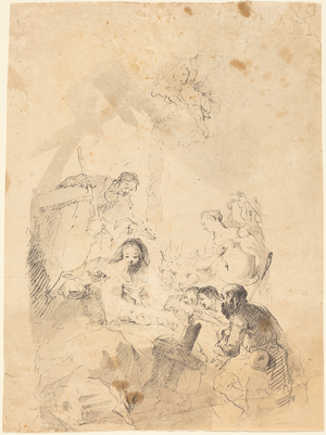 The Adoration of the Shepherds, 1757 (pen and ink drawing)
