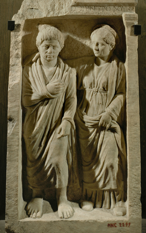 A Couple. High-relief on a funeral stele …