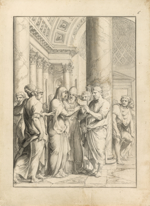 Marriage of the Virgin, c.1640 (pen & black ink, with brush & gray & pale brown wash & graphite, on pieced cream laid paper)