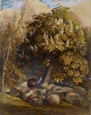 Pastoral with a Horse Chestnut Tree, c.1830-31 (watercolour and bodycolour)