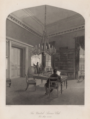 The United Service Club, the map room (engraving)