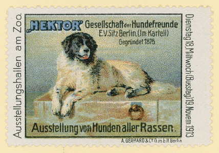 Dog show organised by the Society of Dog Lovers, Berlin, 1913 (colour litho)