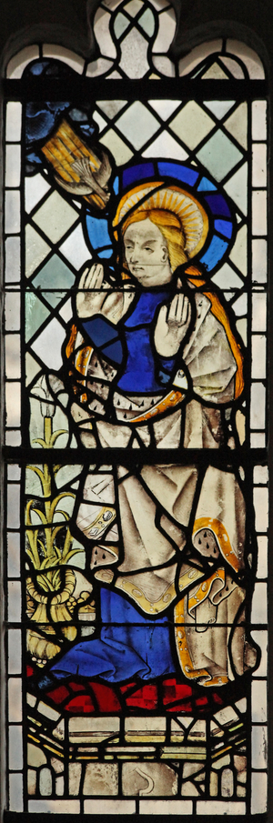 Window n3 depicting the Virgin Mary at the Annunciation (stained glass)