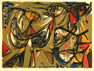 Homage to Lieou Pei, c.1952 (colour woodcut)