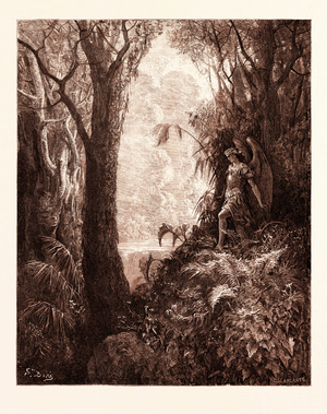 Satan in Paradise, 1870 (engraving)