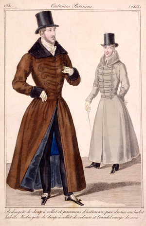 Gentleman's Winter Coats, from 'Costumes Parisiens' 1779 (coloured engraving)