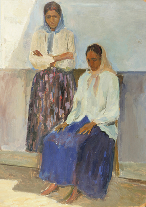 Two Gipsy Women, 1950s (oil on card)