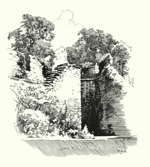 New College, Oxford: The Gardens, The angle of the Old Wall (litho)