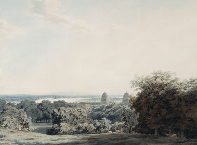 London from Greenwich Hill, (pencil and watercolour)