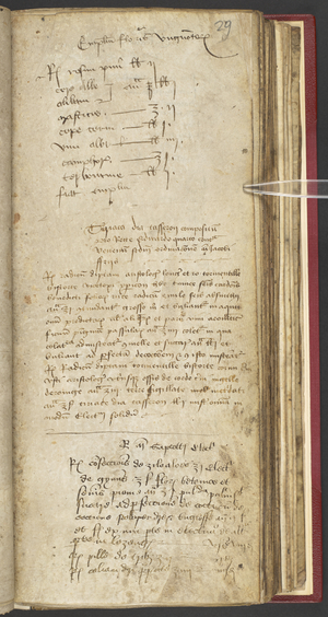 Harley 1628 f.29r, Apothecary Book with recipe for theriac, for King Edward IV, c.1483 (vellum)