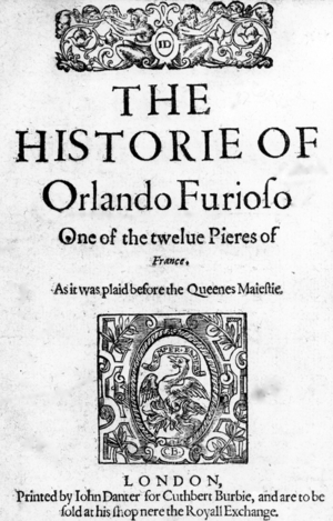 'The Historie of Orlando Furioso' by Ludovico Ariosto, 1594 (engraving)