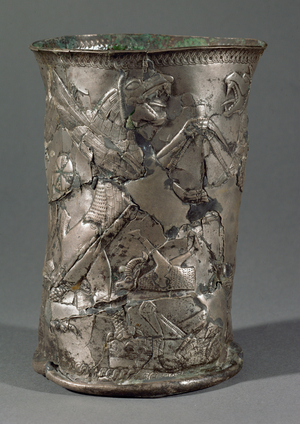 Goblet, silver, decorated with fabulous animals …