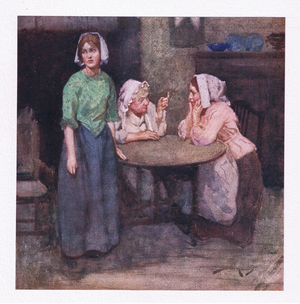 She once, perhaps in village plenty blessed, has wept at tales of innocence distressed (colour litho)