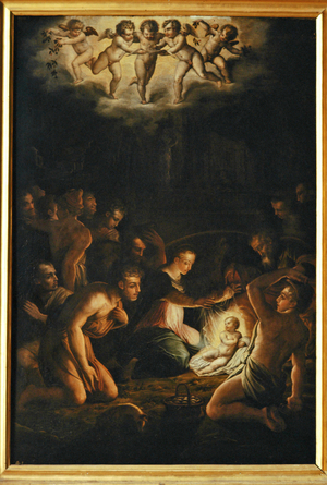 Adoration of the shepherds. Around 1550 (painting on canvas)
