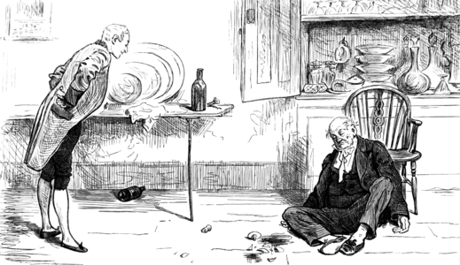 A man slumped on the ground after drinking too much wine, 1850