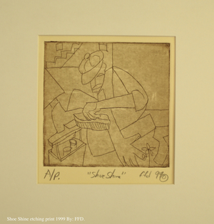 Shoe Shine, 1999 (etching print)