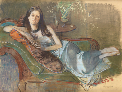 Gillian on a Sofa, 1994 (pastel on paper)