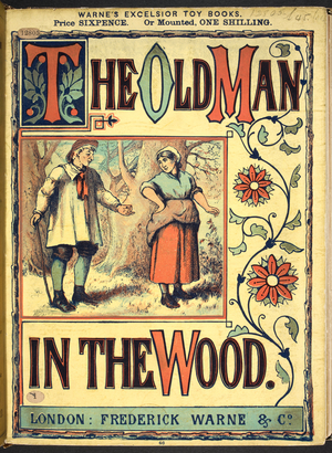 Illustrated page showing an old man and woman in the woods.
