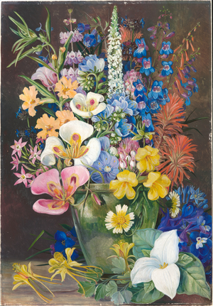 Group of Californian wild flowers, 1875 (oil on board)