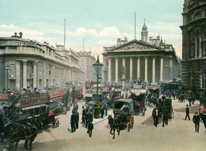 London: The Royal Exchange and Bank of England (coloured photo)