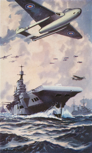 British Aircraft Carrier (colour litho)