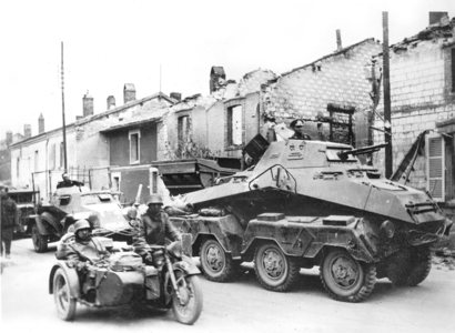 German armored reconnaissance vehicle in France (b/w photo)
