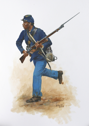 Private of the 31st United States Coloured Troops 1864, 2023 (w/c and gouache on paper)