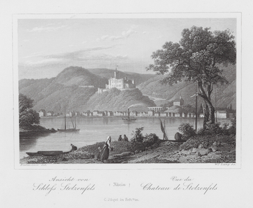 Rein / Rhin / Rhine: Ansicht von Schloss Stolzenfels; Vue du Chateau de Stolzenfels (engraving)