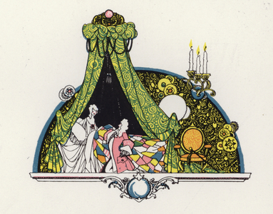 Illustration for "Rogues In Porcelain", A Miscellany of Eighteenth Century Poems (colour litho)