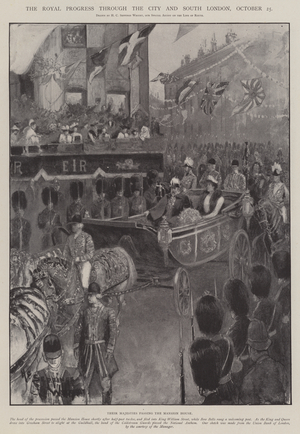 The Royal Progress through the City and South London, 25 October (litho)
