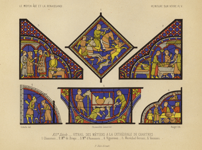 Professions, from a stained glass window in Chartres Cathedral, France, 13th Century (chromolitho)
