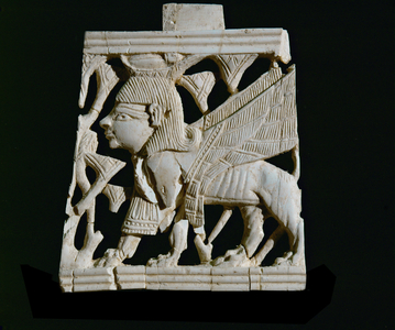 Winged sphinx in a lotus thicket (ivory)