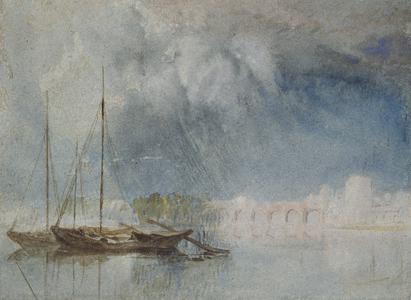 Nantes: Pont Pirmil, c. 1830 (watercolour with bodycolour and pen and brown ink)