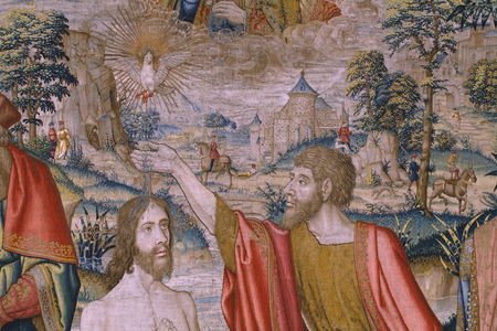 Flemish tapestry. Series The History of Saint John the Baptist: The Baptism of Christ (Het doopsel van Christus). Brussels atelier. 1515-1520.